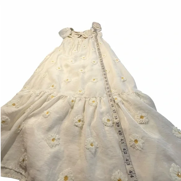 Storia Cream Floral Eyelet Maxi Dress with Bow Front Ruffle Straps Lrg - Picture 10 of 13